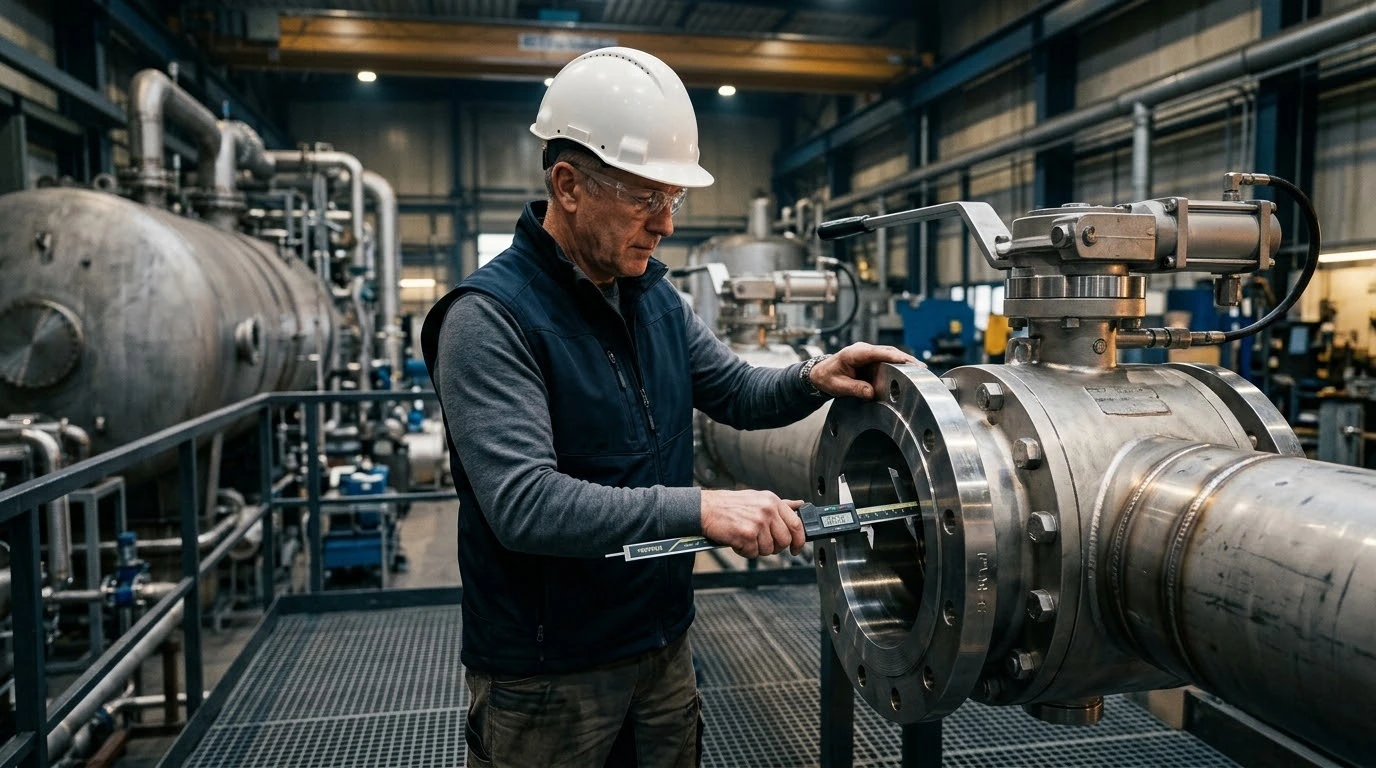 QTEK inspector examining mechanical pressure equipment